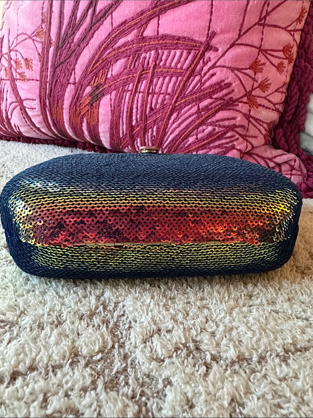 Iridescent Rainbow Sequin Evening Bag Color Shift Clutch - Picture 16 of 16